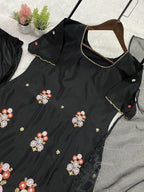 Black Sequence Embroidered Top, Farsi Salwaar with Dupatta — Hania Amir Inspired