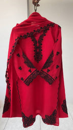 Maroon Embroidered Top, Plazzo and Dupatta with Black Embroidery — Hania Amir Inspired