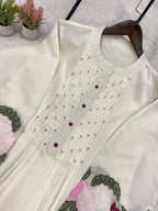 Ivory Trendy Co-ord Set with Floral Embroidery Work