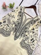 Off-White Sequence Embroidered Top, Plazzo with Dupatta